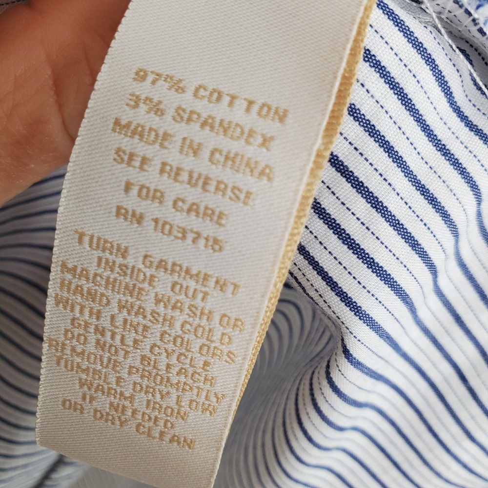 Hope & Harlow Menswear Inspired Shirt Dress Tiered Ruffles White Blue Striped 10 - Picture 6 of 6